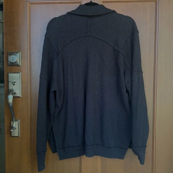 Free People We The Free Black Wash Quarter Zip Pullover XS Oversized Rib - Picture 6 of 7